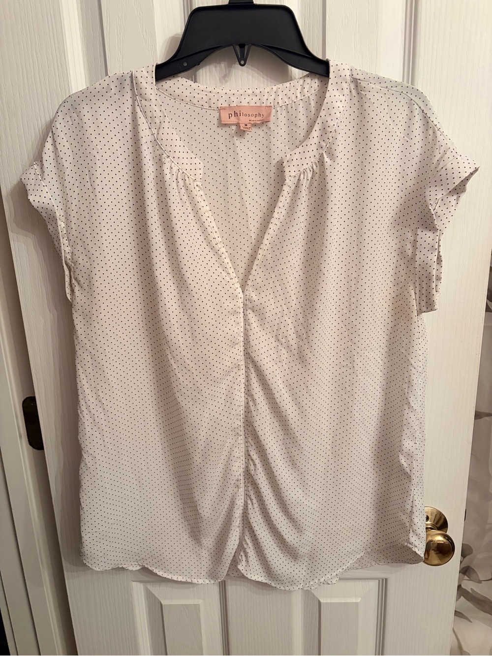 Philosophy Cream White Polka Dot Cap Sleeve Blouse